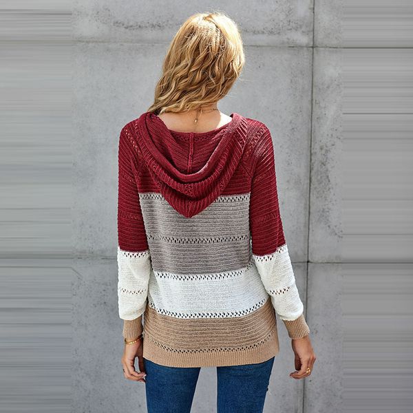 

fashion pullovers euro-american sweater new1 autumn and winter loose-striped long-sleeved wool knitted for women, White;black