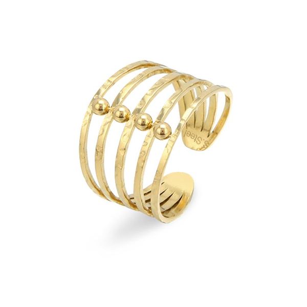 

wedding rings stainless steel multi layer surround resizable open size ring circle dot adjustable finger for women party jewelry, Slivery;golden