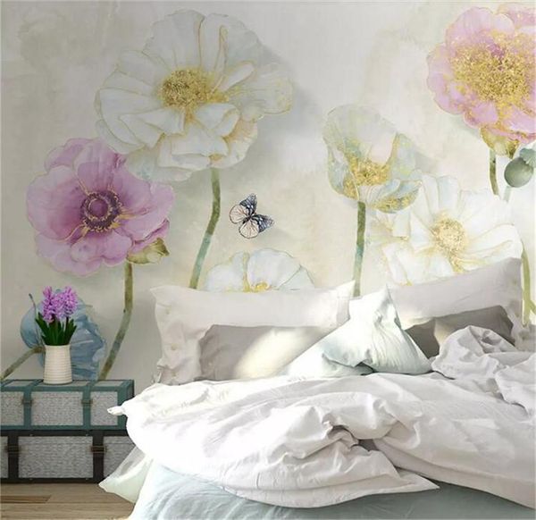 

hand painted golden painting poppies background wall professional making murals, wallpaper wholesale, custom poster po wallpapers