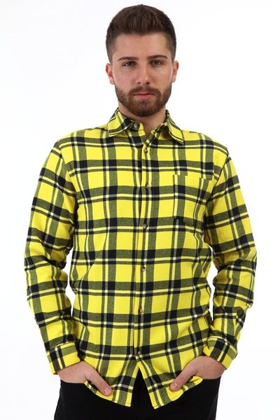 

men's casual shirts surya yellow black checkered plaid shirt 100 cotton, White;black