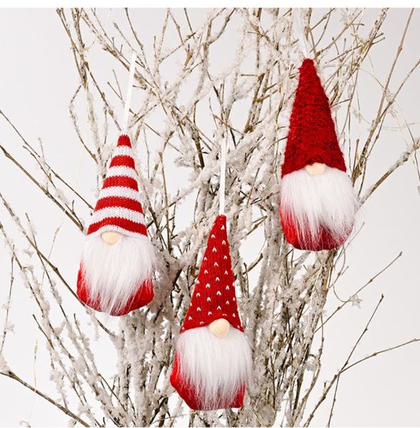 

christmas decorations 3pcs faceless doll gnome santa knitted plush xmas tree ornament hang pendant year home decor navidad 2022