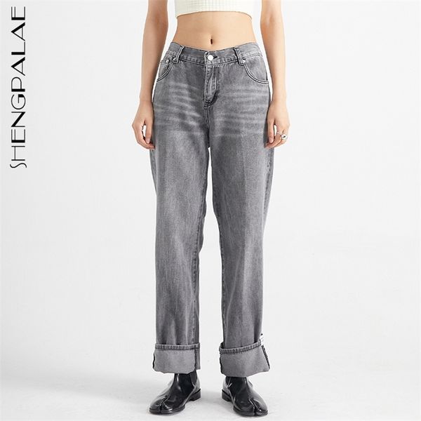 

simple black fashion jeans women's spring high waist blue loose straight denim pants female tide 5e109 210427