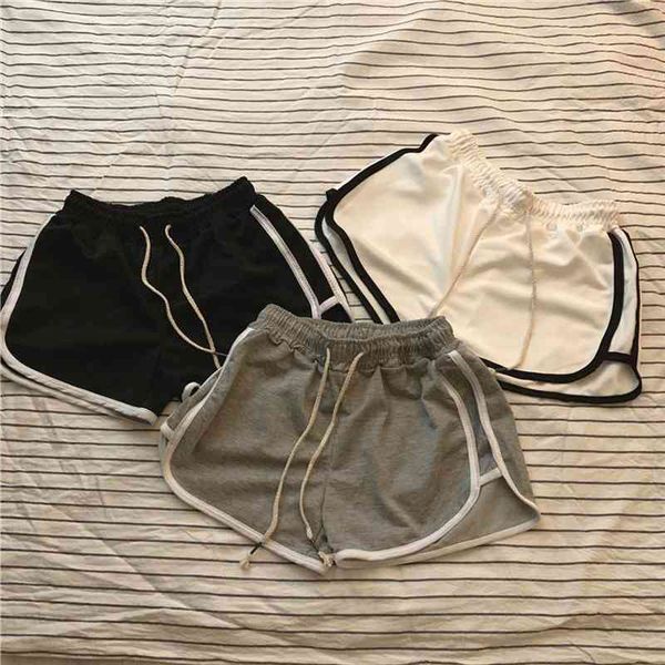 

fashion summer casual shorts woman elastic waist solid color sport shorts female black white loose beach sexy, White;black