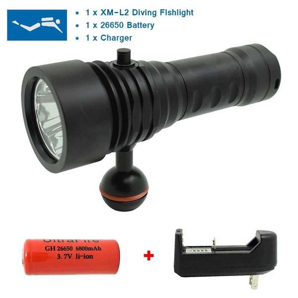 

xm-l2 u2 diving scuba dive torch waterproof led underwater video light 26650/18650 lamp lantern for spearfishing flashlights torc torches