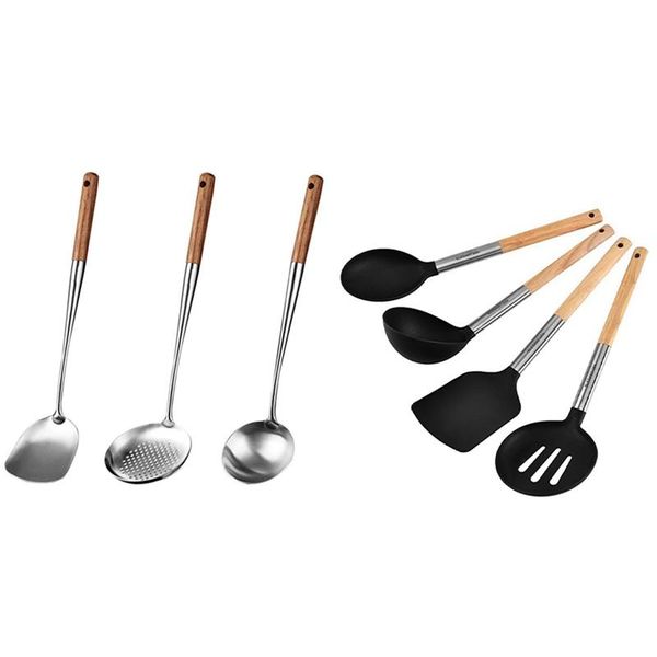 

pcs kitchen cooking utensil set with wok spatula and ladle,skimmer ladle tool dinnerware sets