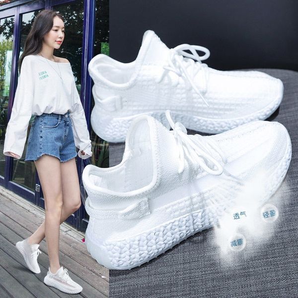 

shoes coconut woman summer breathable casual sport shoes women running shoe knitting korea students faves white pink grey 0wa5, Black