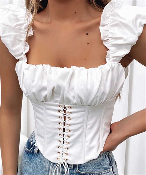 

women's tanks & camis european and american bandage strap summer waist fold vest 3gfl, White