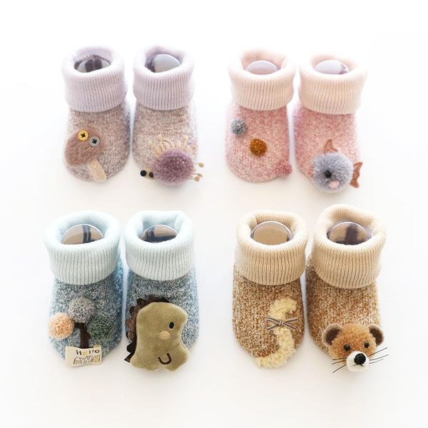 

winter born baby thickened coral cashmere socks, girl antiskid soft warm clothes socks, Pink;yellow