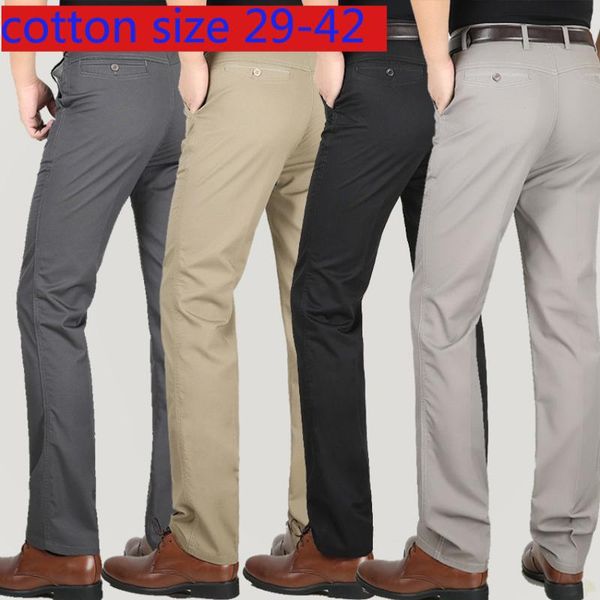 

arrival fashion large pants spring summer thin pure cotton men casual full length plus size 29-35 36 38 40 42 men's, Black