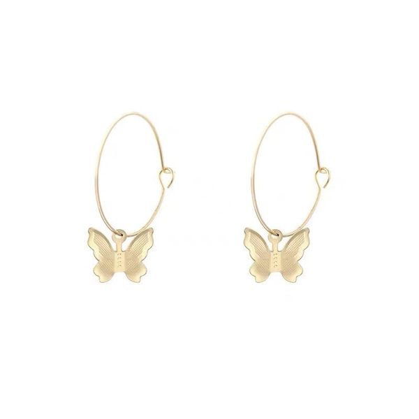 

dangle & chandelier super fairy niche design golden butterfly round circle earrings female ins style fashion all-match cold weak, Silver