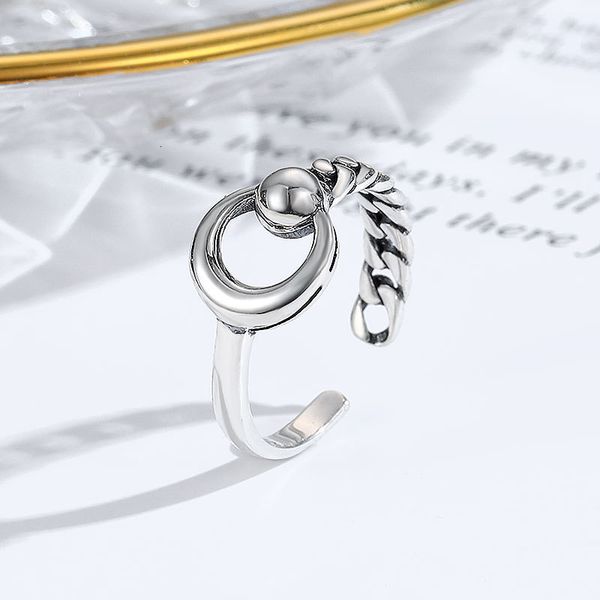 

delicate ring korean version s925 pure silver simple cool single hemp rope thai female personalized