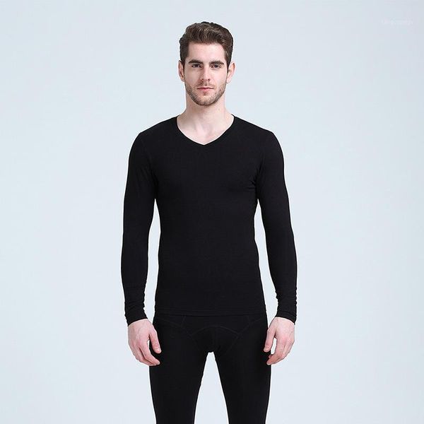 

long johns men's thermal underwear v-neck stretch shaping xl-6xl size, Black;white