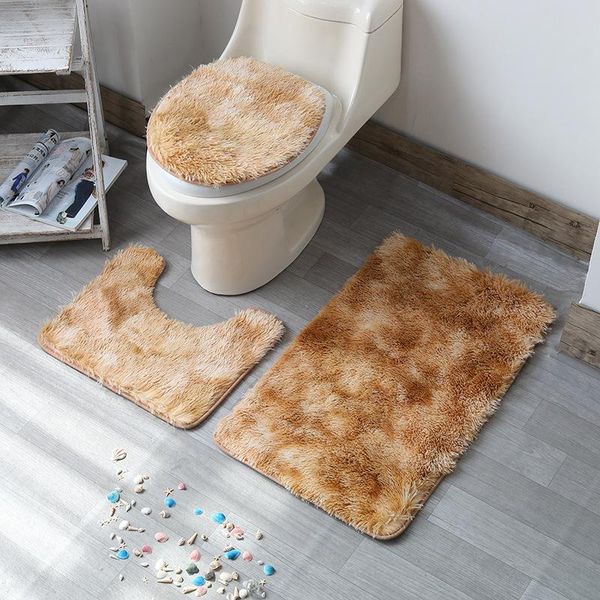 

bath mats 3pcs anti slip shower room bathing carpets set home toilet lid cover warm foot rugs