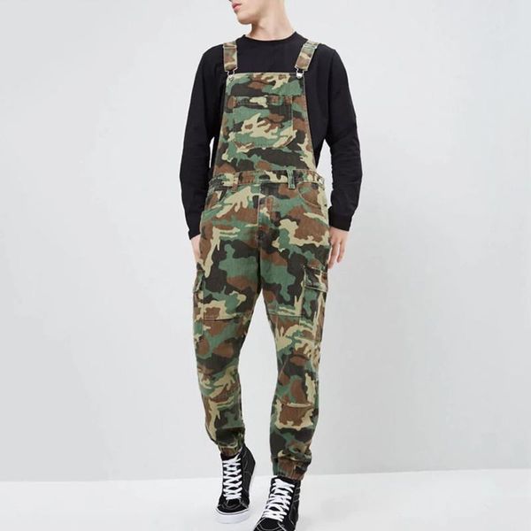 

men's pants camouflage men jumpsuit 2021 autumn outdoor work military dungarees mens wear long cargo street fashion slim rompers, Black