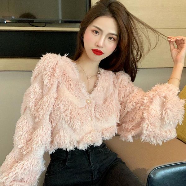 

women's knits & tees autumn winter chic tassel long sleeve sweater exquisite single breasted design cardigan 2021 sweet fashion woman s, White