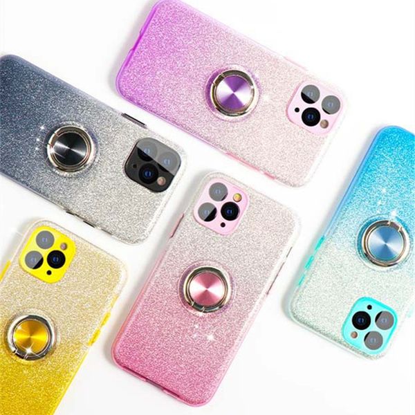 Gradient Glitter Kickstand Hüllen für iPhone 12 Pro Max Mini 11 7 8 Plus Blingbling Handyhülle Anti-Fall-Schutzhülle mit Halter