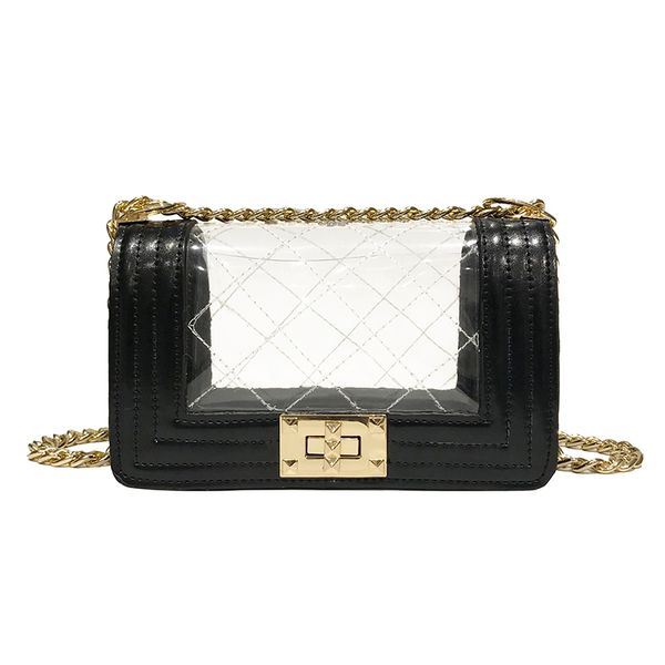 

designer cross body transparent bag handbags fashion clear diamond lattice plain women thread chain messenger coin purse, Red;black