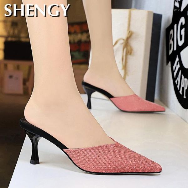 

slippers shy ladies dress high heels 2021 shoes fetish banquet evening women luxury pump1, Black
