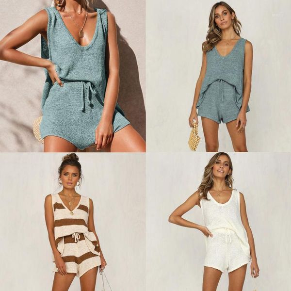 

yoga outfit 2021 spring summer solid color sweater set with suspenders loose fashion leisure suit