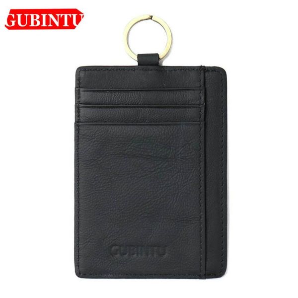 

wallets gubintu thin men card short genuine leather passcard pocket keychain male vintage business, Red;black