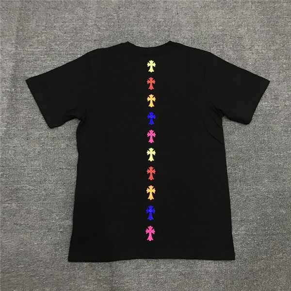 

chrome chao brand hearts crosin sanskrit back color cross print round neck short sleeve t-shirt, White