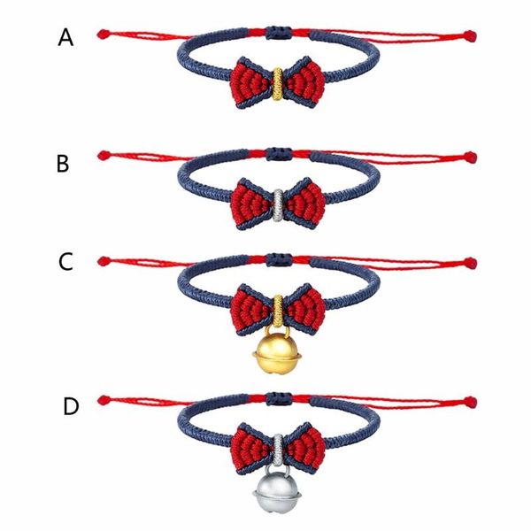 

handmade princess bowtie bracelets jingle bell woven braided friendship bow bracelet anklets fashion jewelry link, chain, Black