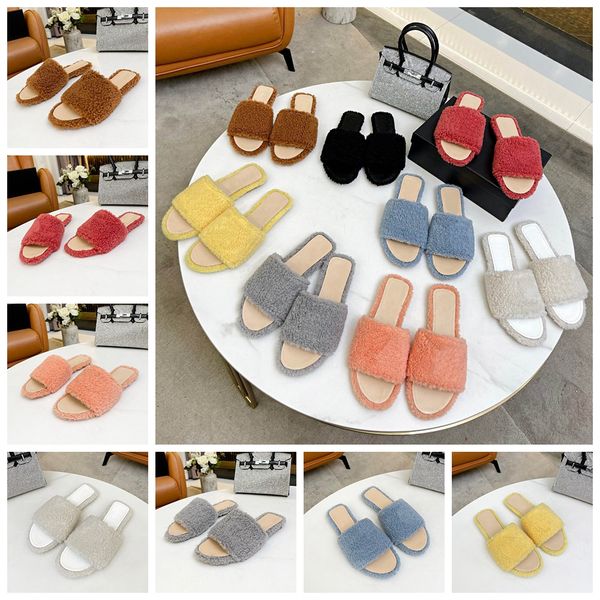 

2022 women luxurys designers sandals slippers fashion summer womens sandal slides flip flops loafers woolly slippers shoes large with box, Black