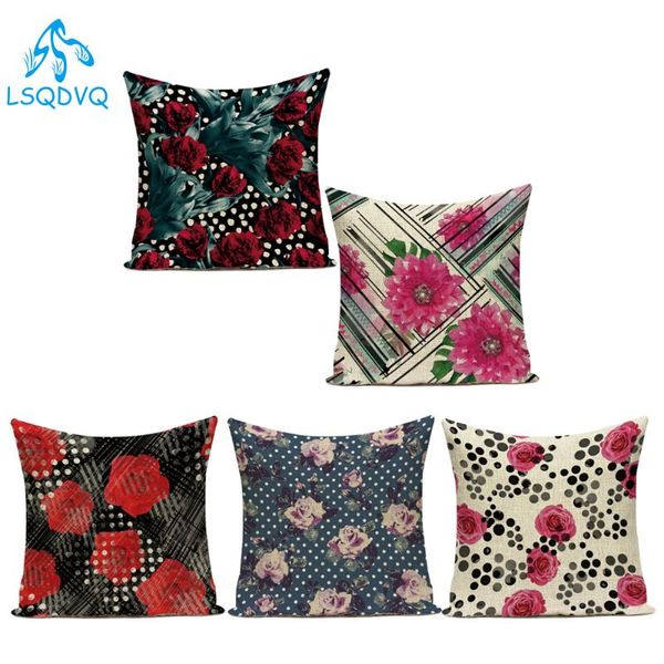 

cushion/decorative pillow cotton linen decorative throw pillows case red rose purple lavender cover flower cushion for sofa home living room