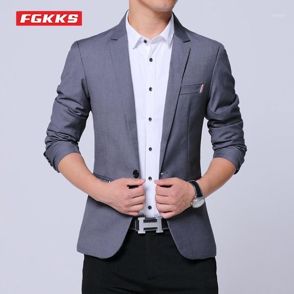 

men's suits & blazers fgkks spring autumn men slim fit solid color single button simple low-key suit business casual fashion male, White;black