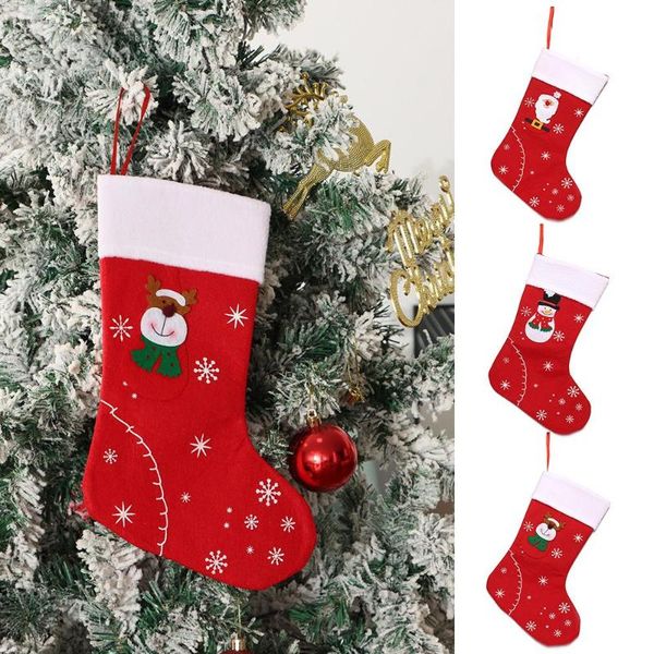 

christmas decorations red snowman deer pocket kids gift year santa claus stockings candy bag fabric