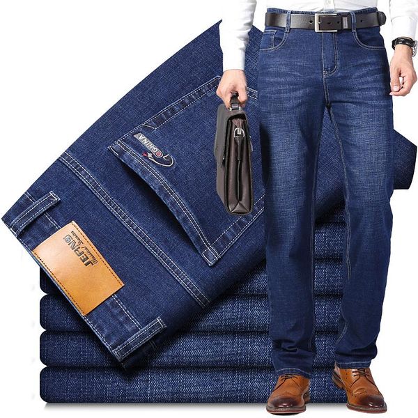 

men's jeans classic fashion business casual stretch slim pants cotton straight four styles 1899, Blue