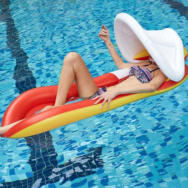 

inflatable pool float with canopy hammock floating bed lounge chair drifter swimming beach sunshade drop floats & tubes
