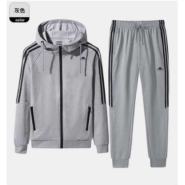 

men's tracksuits men's hike walk jogging gym tracksuit sport jacket suit sweats set trousers jogger sweatsuits blazer hoodies 2pc 3, Gray