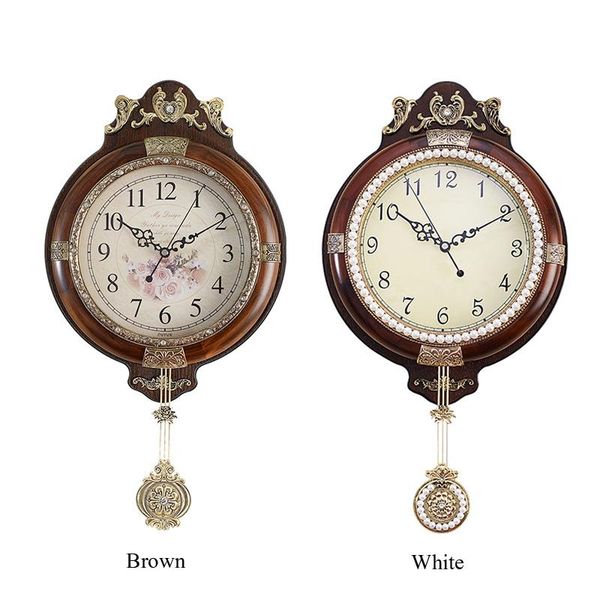 

wall clocks 2021 fashion solid wood large clock european retro quartz movement mechanism swinging home decor mute