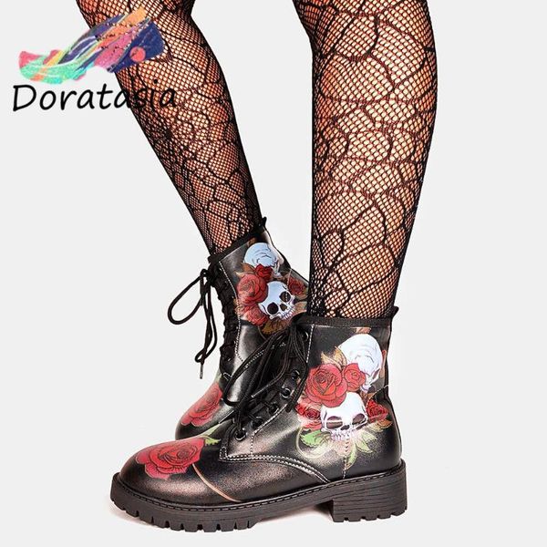 

boots doratasia the large size 43 women lace up platform mixed colors shoes cool fashion leisure, Black