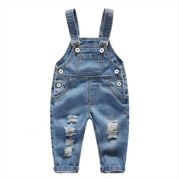 

baby overalls boys girls denim holes pants infant trousers spring loosen kids for 0 4 year childrens, Blue