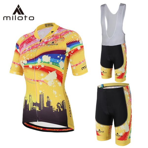 

racing sets miloto short cycling jersey breathable mountain bike sports shirt female riding women's road wear uniforme set, Black;blue