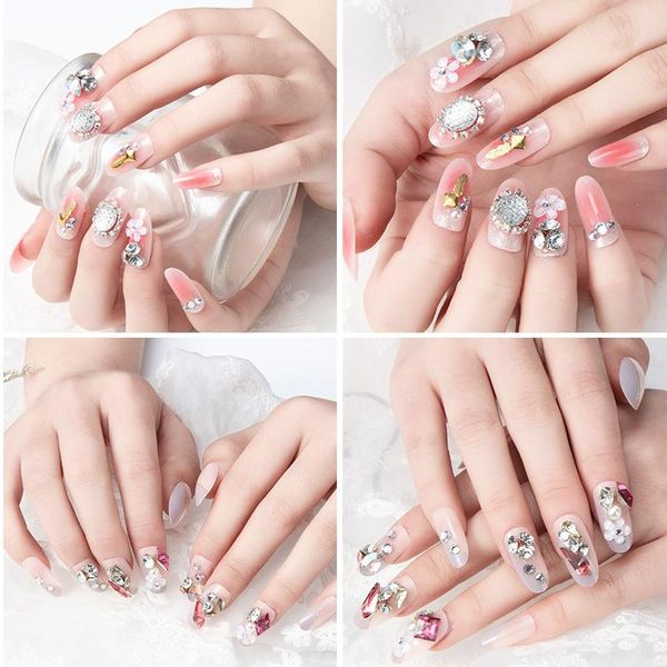 

nail art kits decoration finished nails 12 models of bridal diamonds optional wearable patch
