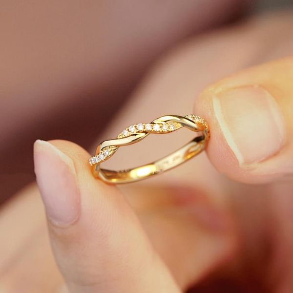 

cluster rings 2021 fashion geometric woven twist korean classic 925 sterling silver gold plated female jewelry gift accessories ring, Golden;silver