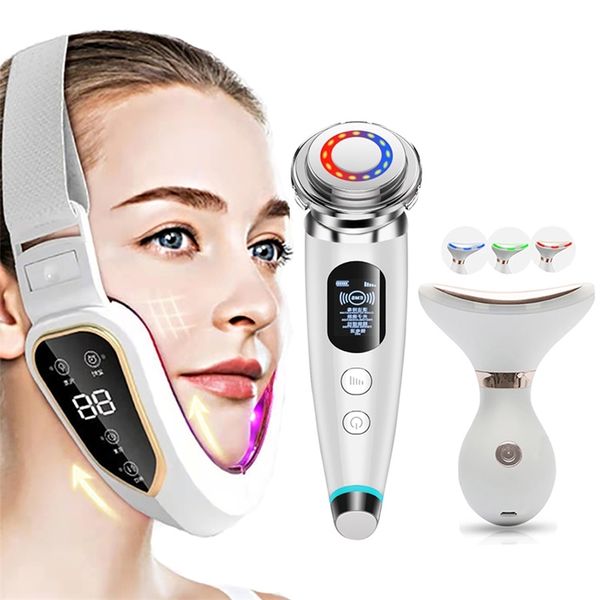 V Face Lift Machine EMS Massager Светодиодное омоложение кожи Уменьшение двойного подбородка Подтяжка шеи Тонкое удаление морщин 220209