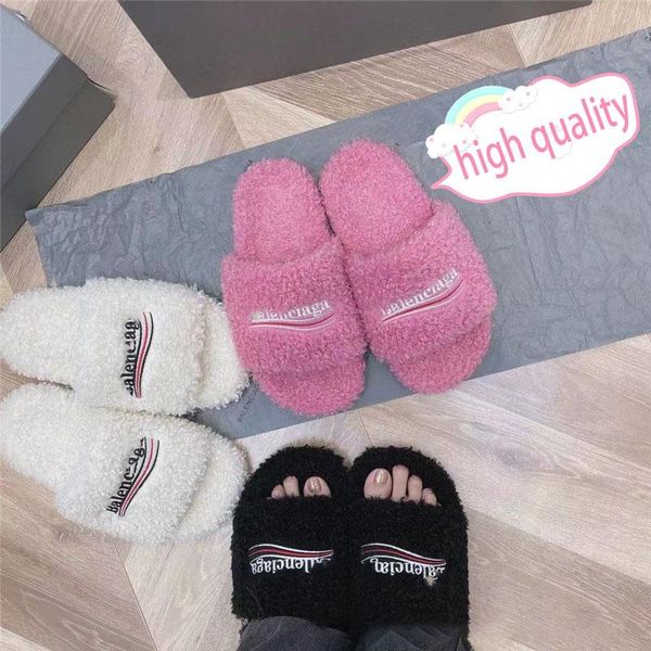 

slippers high-quality women's plush winter home couple fashion casual real wool warm light cotton, Black