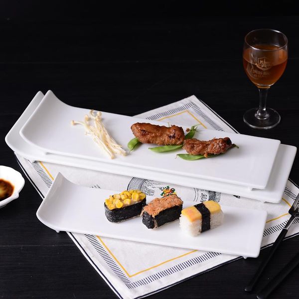 

dishes & plates creative japanese sushi ceramic plate simple pure white rectangular flat dessert chicken wing cake pan western