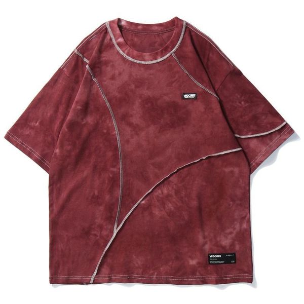 

mens solid color tie dye t-shirt hip hop harajuku loose tees casual oversize streetwear short sleeve, White;black