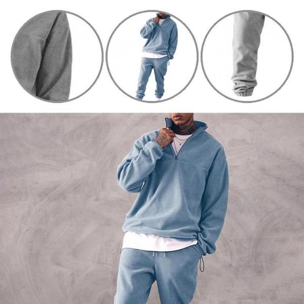 

men's tracksuits comfortable casual 2 pieces men sweatshirt pants set skin-friendly sportswear solid color for sports, Gray