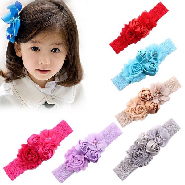 

special design unique structure headwear lace flowers for born hair accessories suitable different occasion bands, Slivery;white