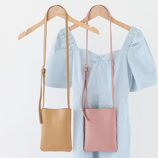 

evening bags mori series literary small shoulder bag casual retro solid color vertical mobile phone simple soft leather