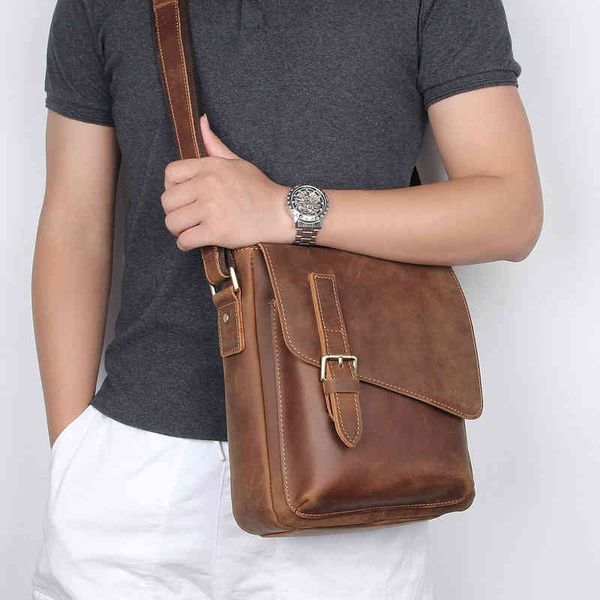 

single shoulder bag men's messenger real leather, Black;red