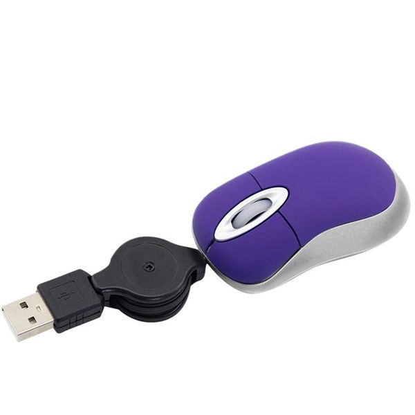 

mini usb wired mouse retractable tiny small 1600 dpi optical compact travel mice for windows 98 2000 xp vista version