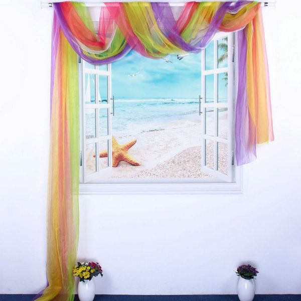 

curtain & drapes romantic sheer valance waterfall tulle voile colorful/solid kitchen home beach wedding decoration 12 colors available