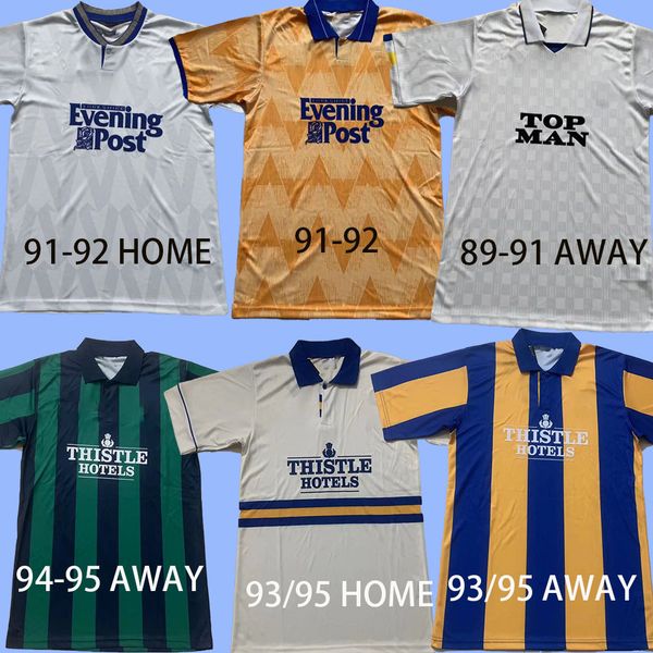 

retro leeds hasselbaink soccer jerseys 91 92 89 91 94 95 93 95 united smith kewell home white away hopkin classic vintage ancient football s, Black;yellow
